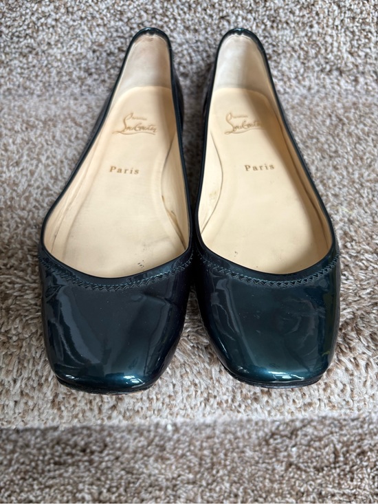 Christian Louboutin Shoes - Christian Louboutin Emerald Green Women’s Patent Leather Square Toe Ballet Flats